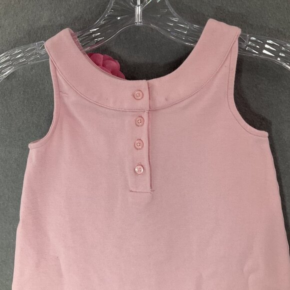 Janie And Jack Dress Girls Sz 5 Pink Sleeveless‎ Flower Applique Button Classic - Picture 5 of 9